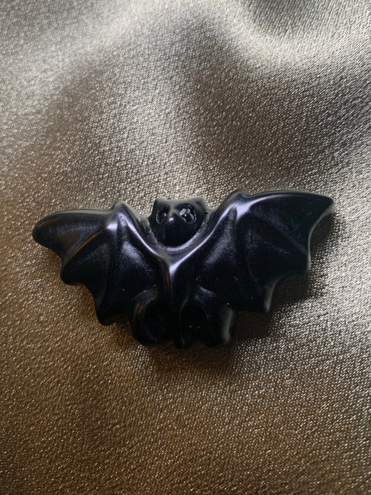 Black Obsidian Bat Carving