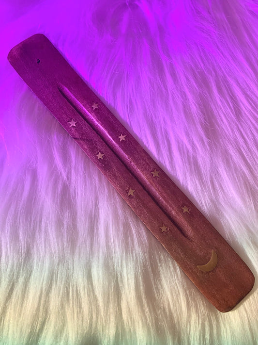 Wooden Brass Moon Incense Holder