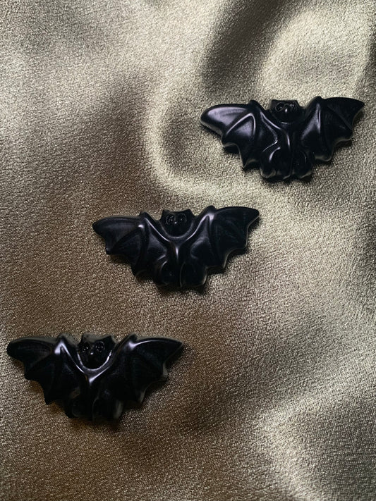 Black Obsidian Bat Carving